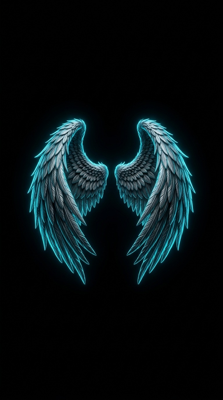 A pair of angelic feathered wings.