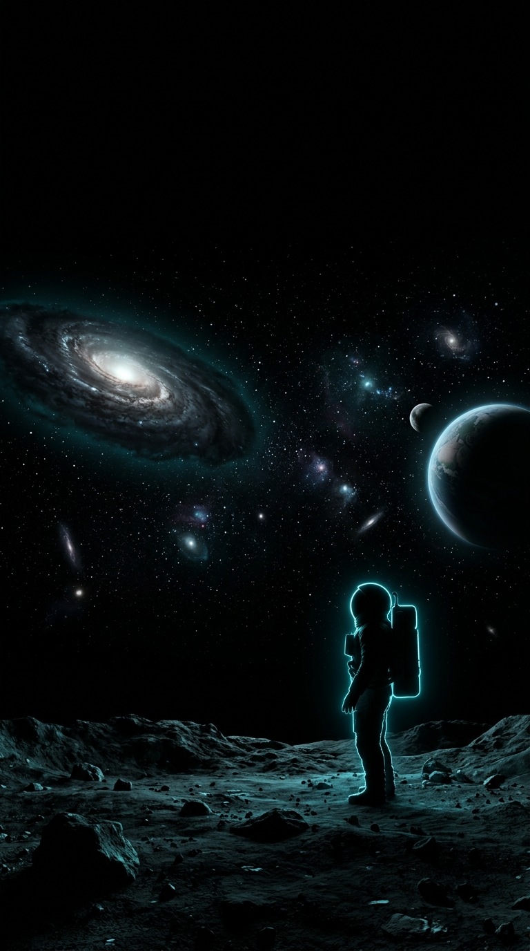 A small astronaut silhouette.