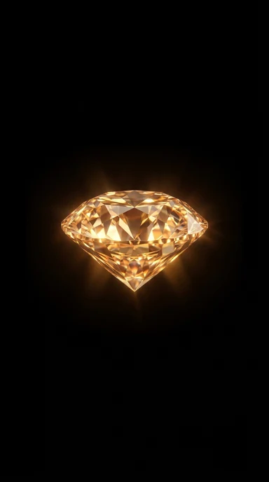 A faceted floating diamond.