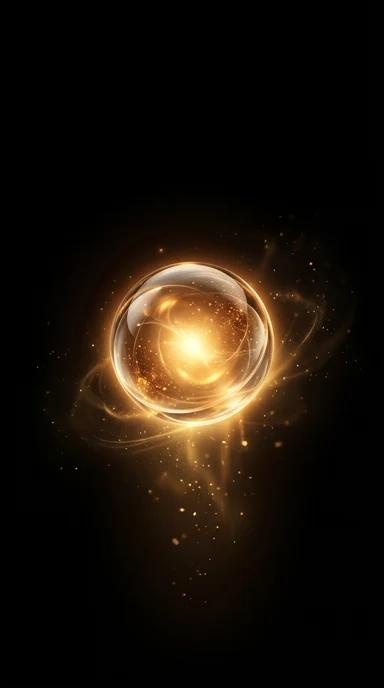A floating glass sphere.