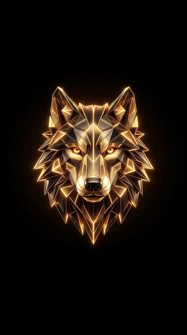 A geometric wolf head.