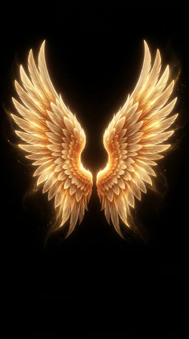 A pair of angelic feathered wings.