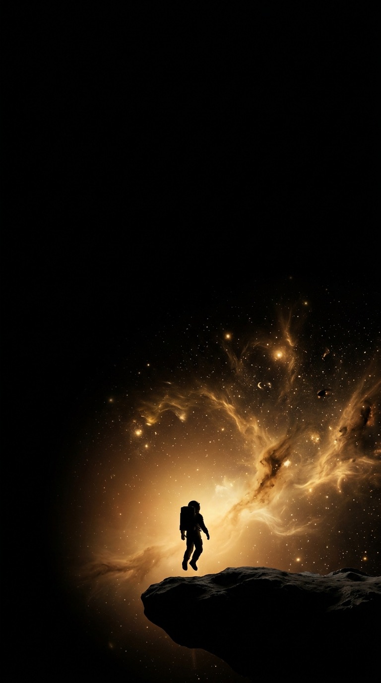 A small astronaut silhouette.