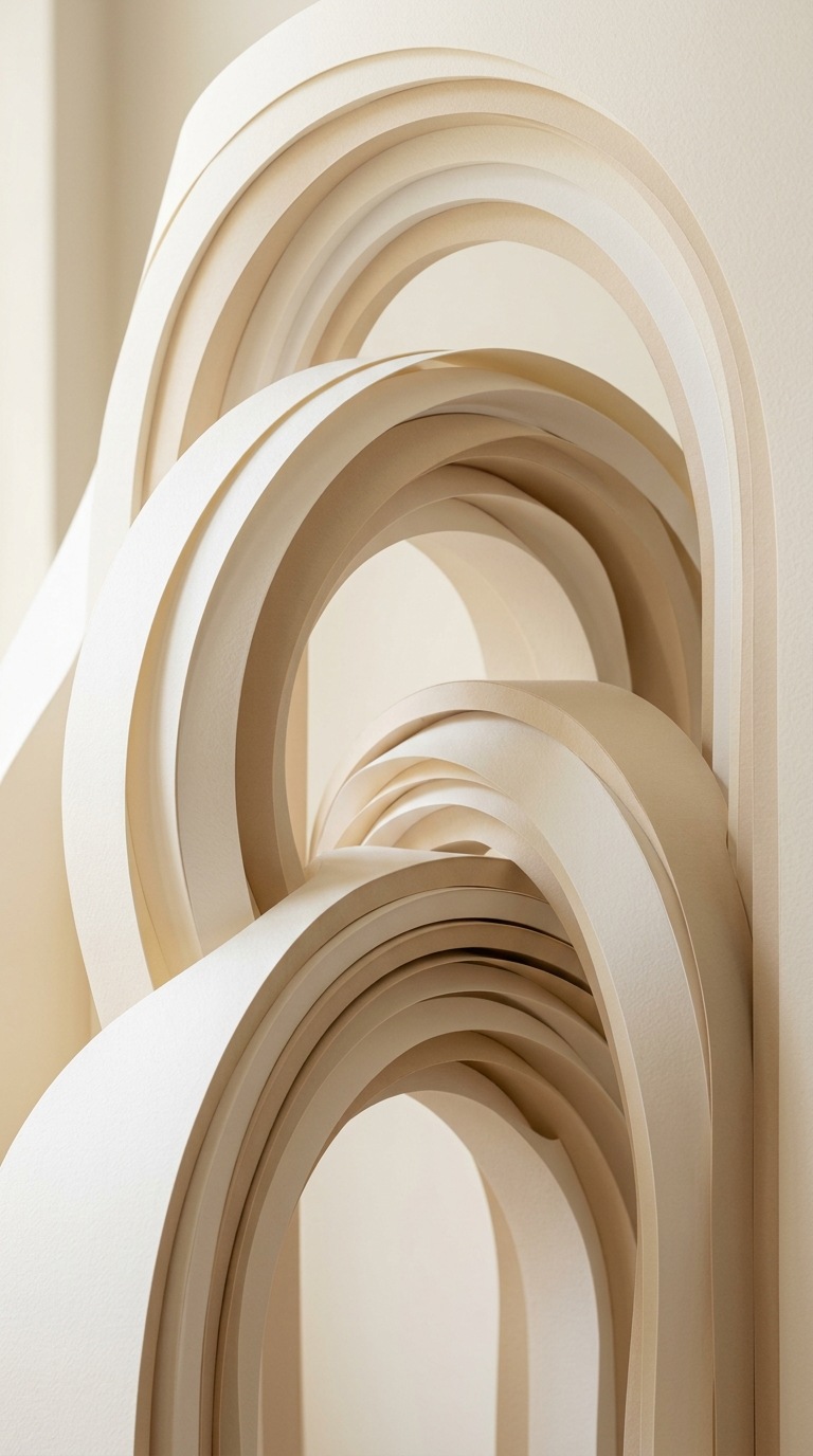 Interlocking paper arches.