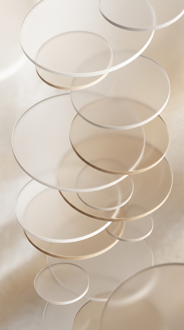 Overlapping frosted glass discs.