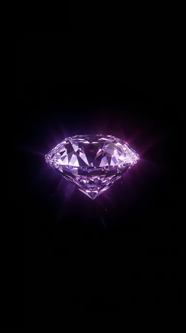 A faceted floating diamond.