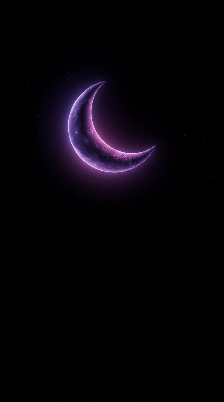 A glowing crescent moon.