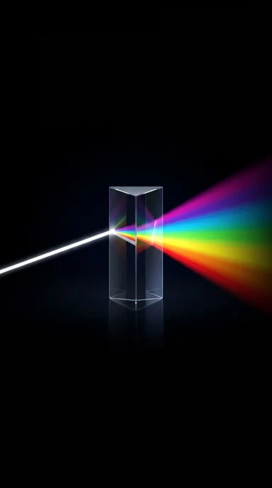 A prism refracting a single beam.