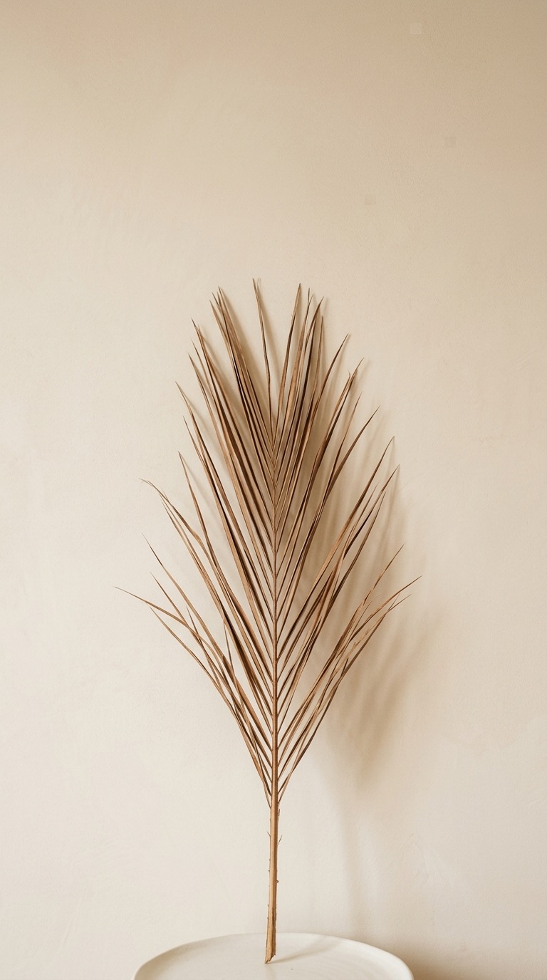 A delicate dried palm leaf.