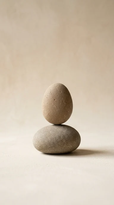 Two smooth balanced pebbles.