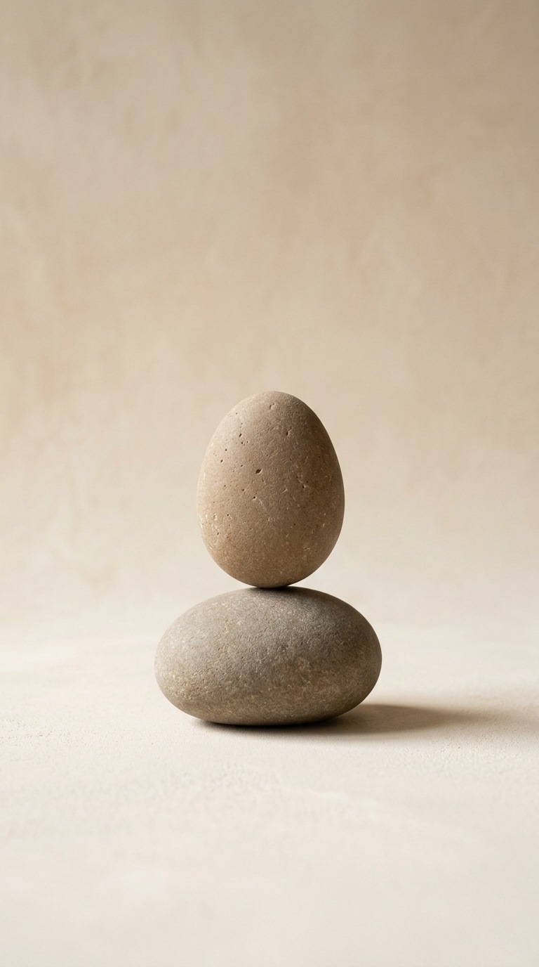 Two smooth balanced pebbles.