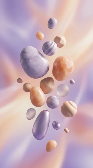 Floating rounded geometric stones.