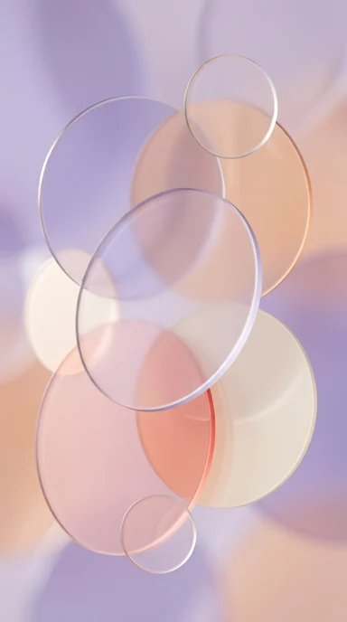 Overlapping frosted glass discs.