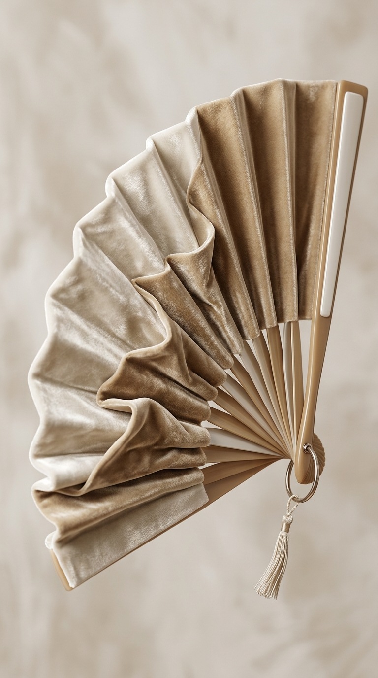 A folded velvet fan.