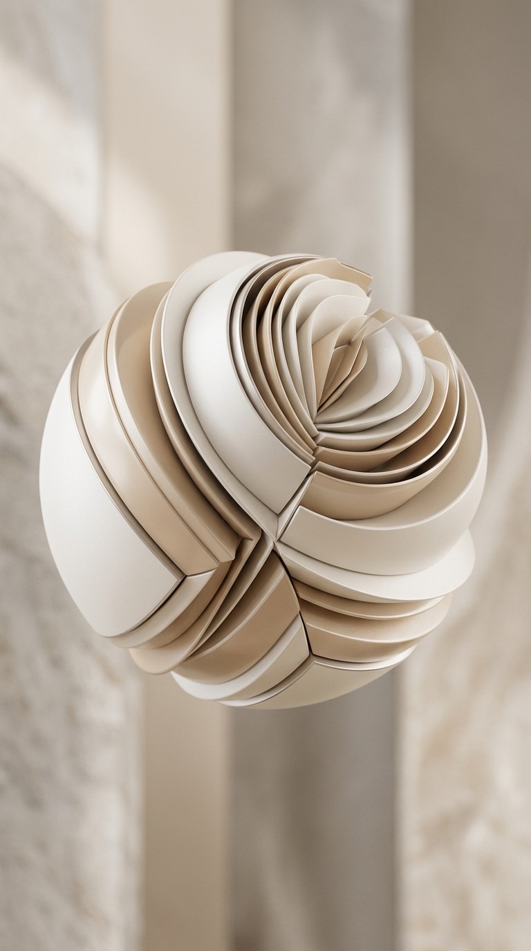 A geometric sphere split into layers.