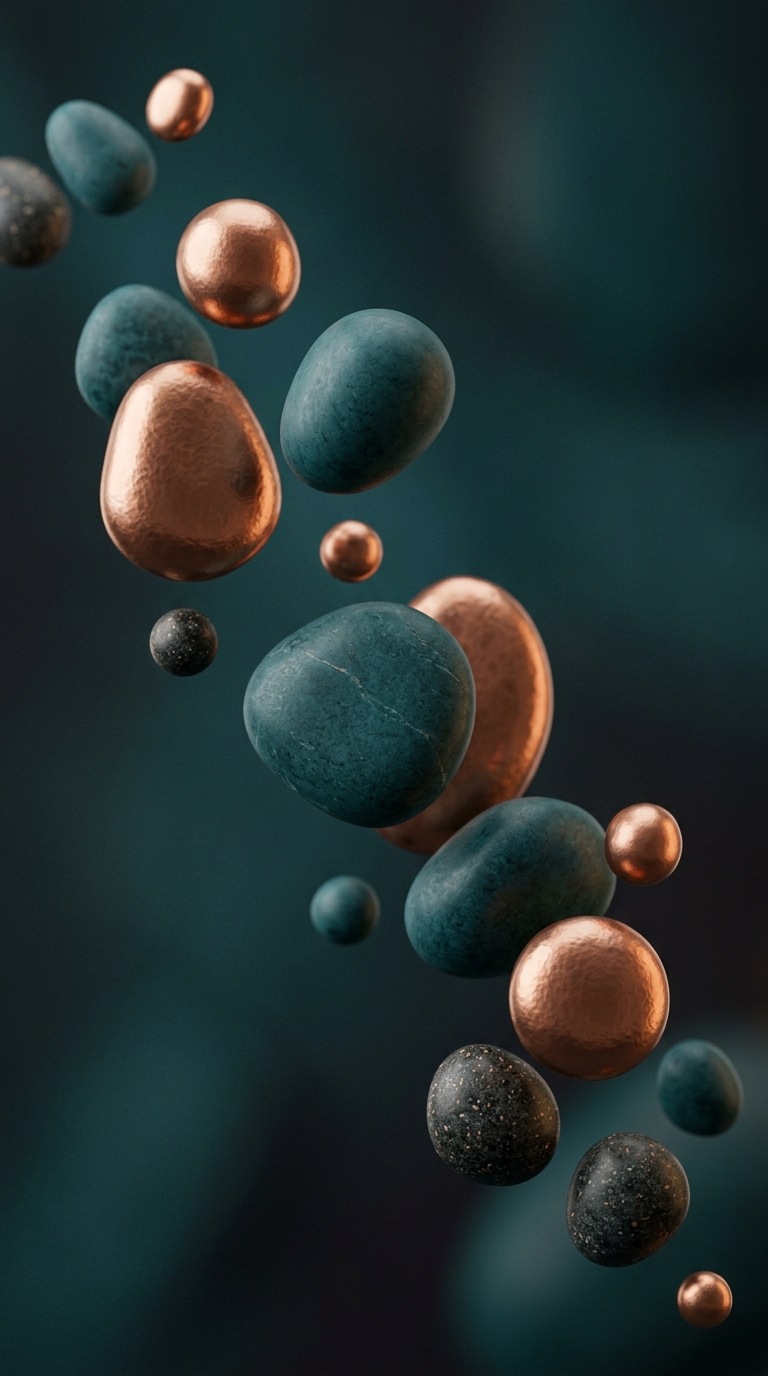 Floating rounded geometric stones.