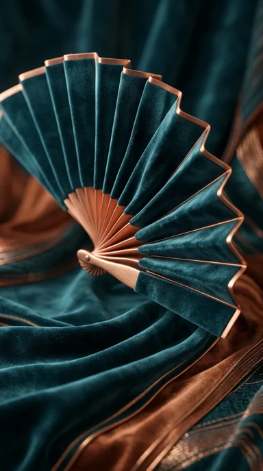 A folded velvet fan.