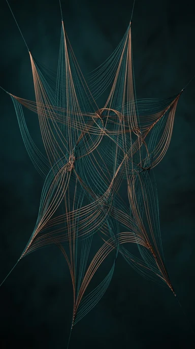 A suspended network of fine threads.