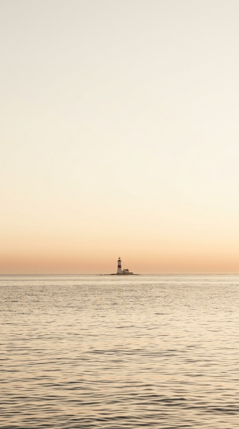 A tiny lighthouse on the horizon.