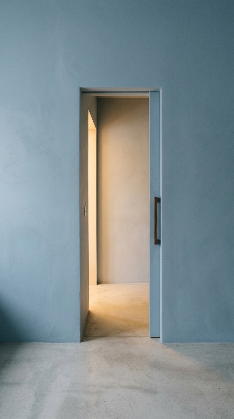 A narrow doorway with warm light.