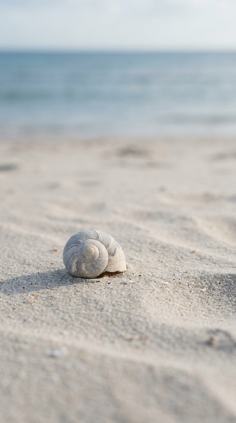 A simple spiral shell on sand.