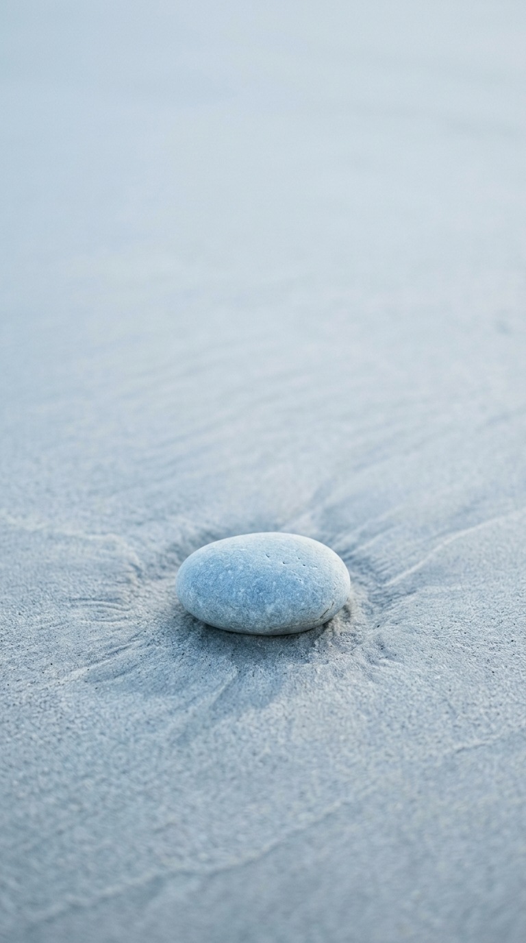 A smooth stone on rippled sand.