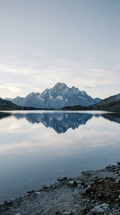 A subtle mountain reflection.