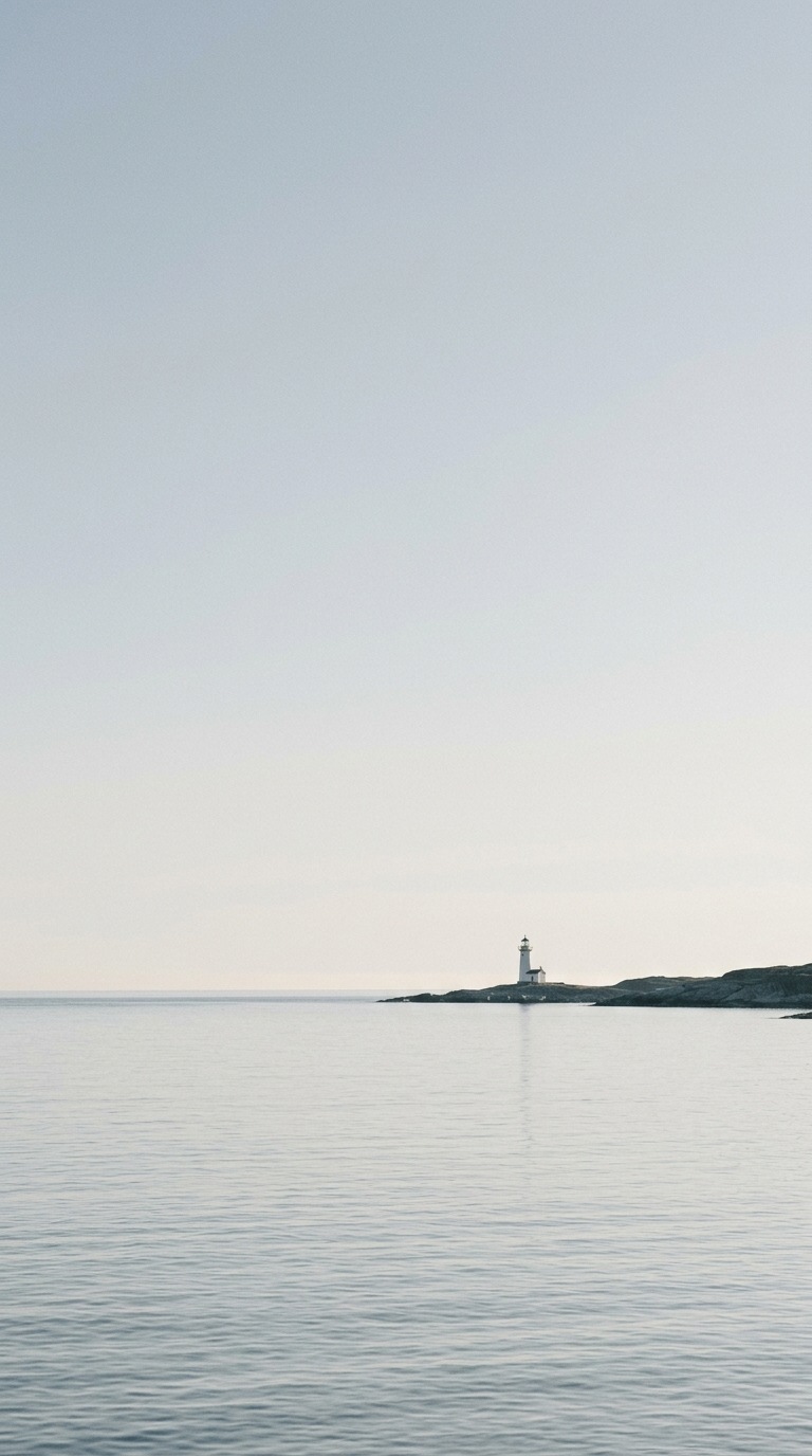 A tiny lighthouse on the horizon.