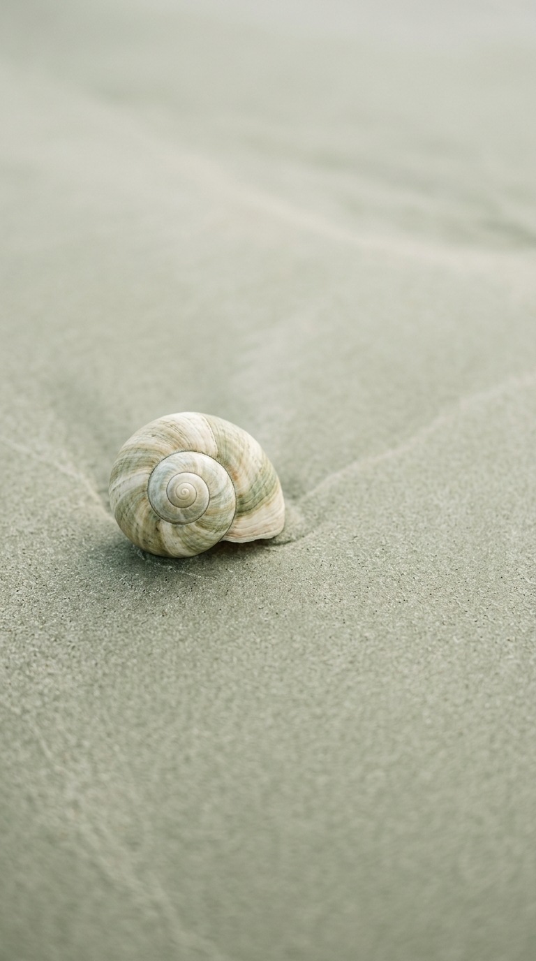 A simple spiral shell on sand.
