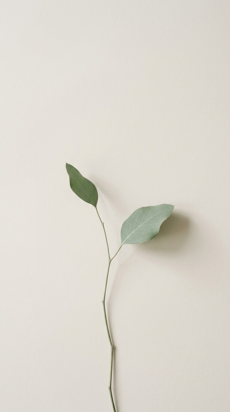 A slender stem with two leaves.