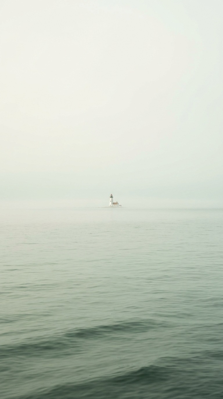 A tiny lighthouse on the horizon.