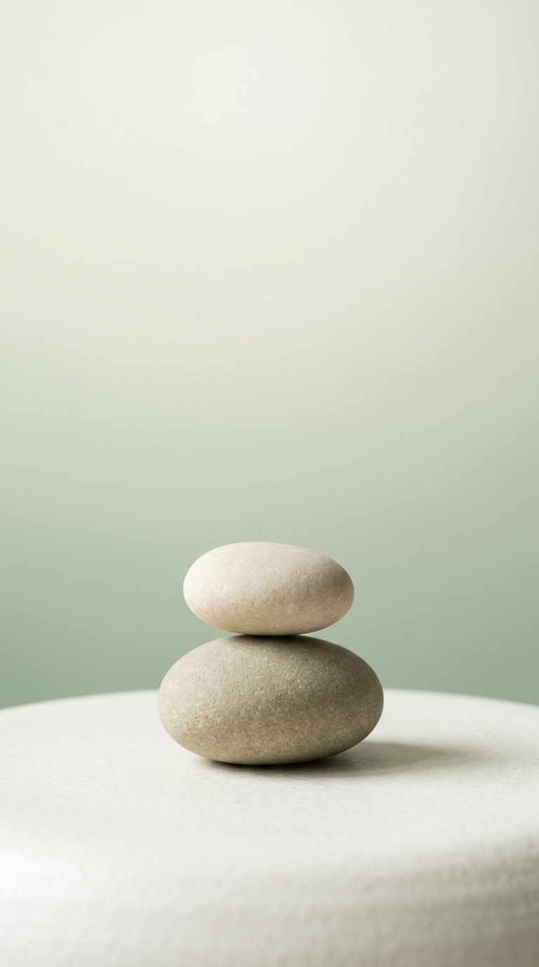 Two smooth balanced pebbles.