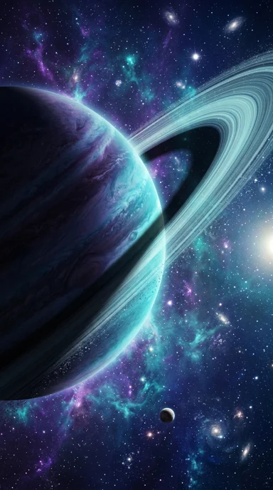 A thin planetary ring casting an immense shadow.
