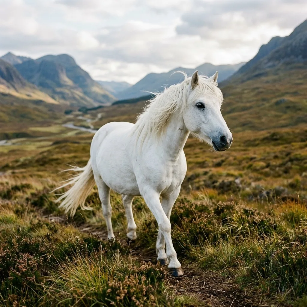 White horse with flowing mane