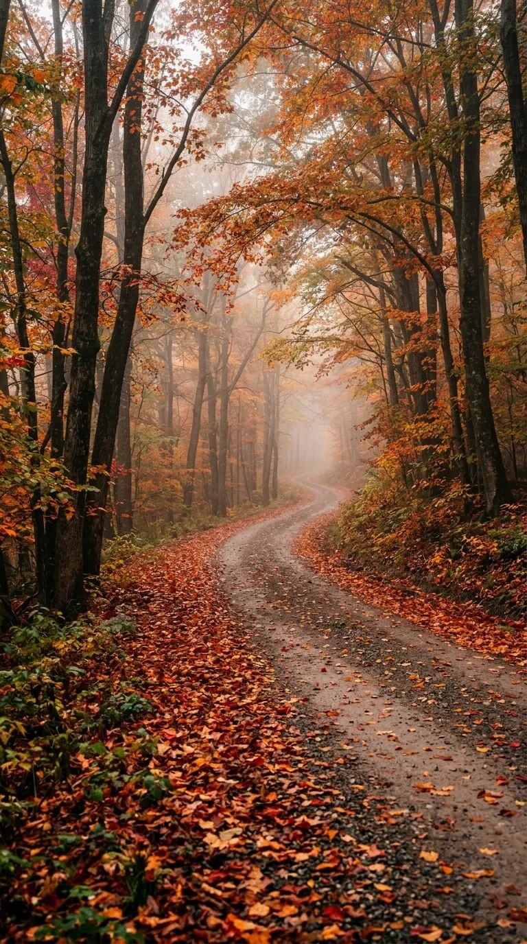 Autumn Forest Road Wallpaper free HD mobile background