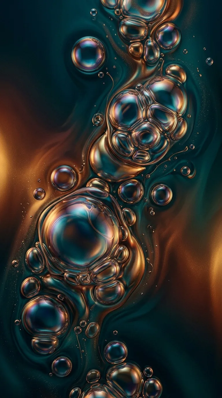 Iridescent fluid bubbles.