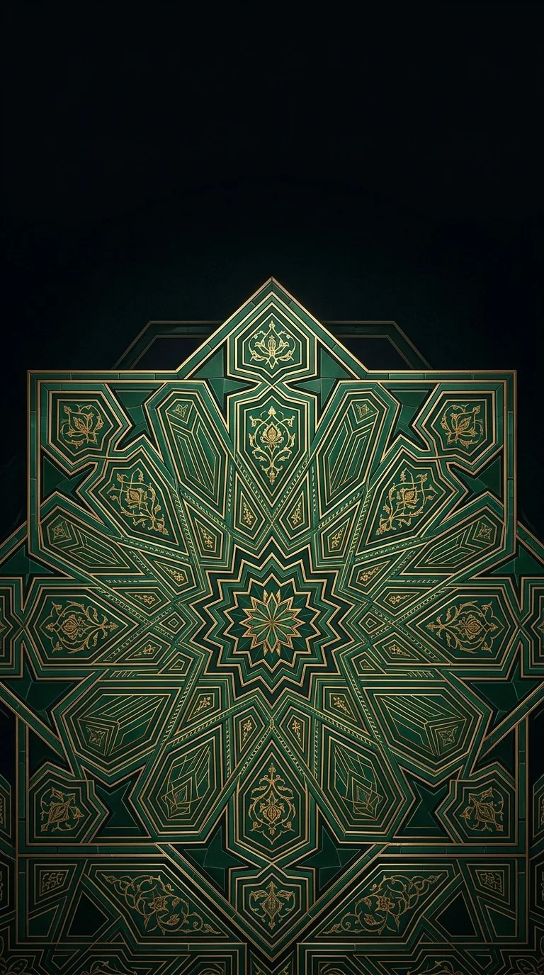 An intricate eight-point islamic geometric mosaic.