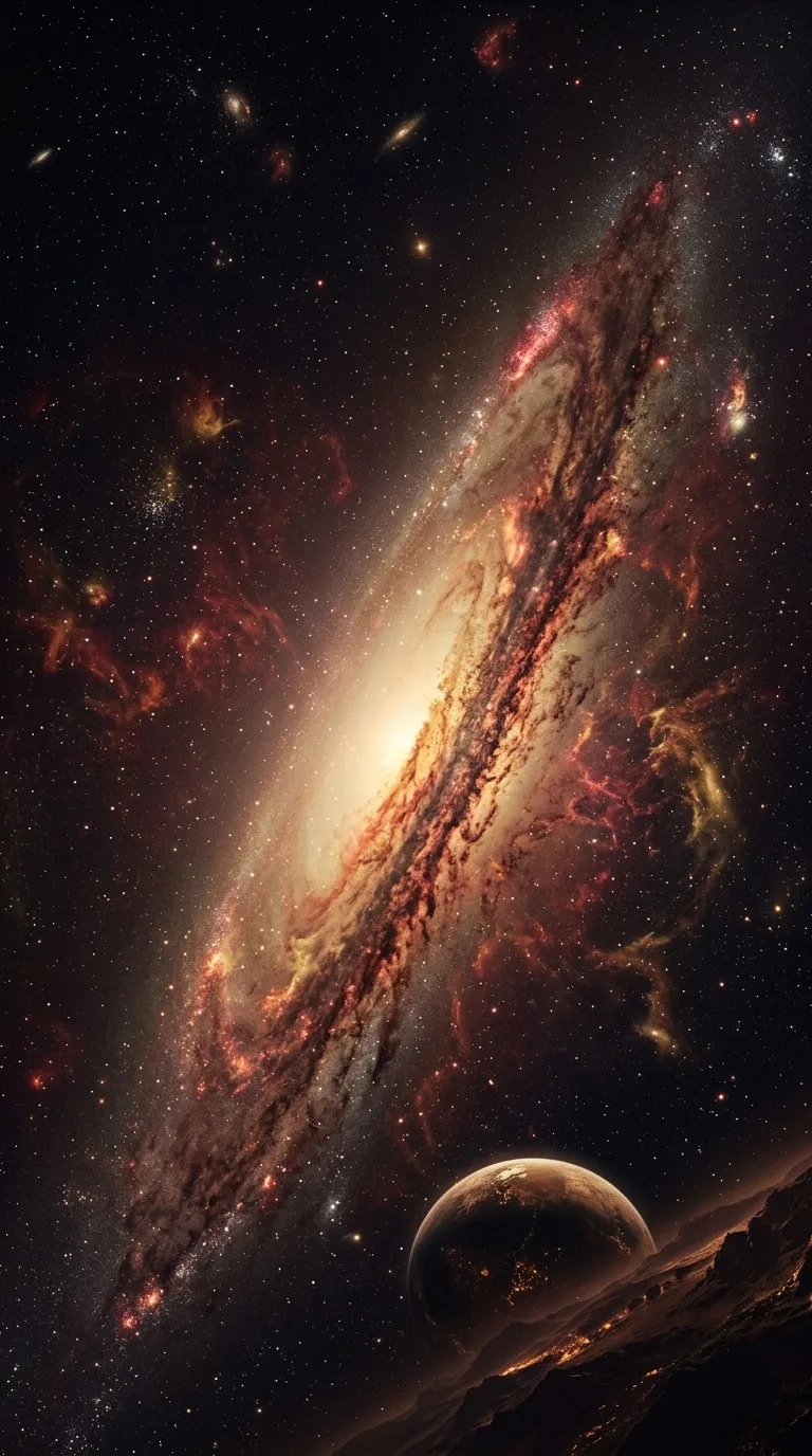 A spiral arm of a galaxy seen edge-on.