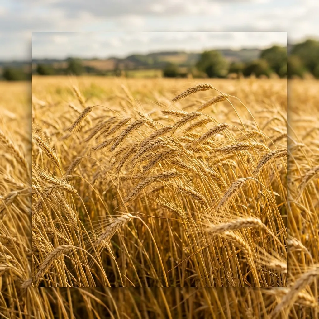 Golden wheat bending in breeze