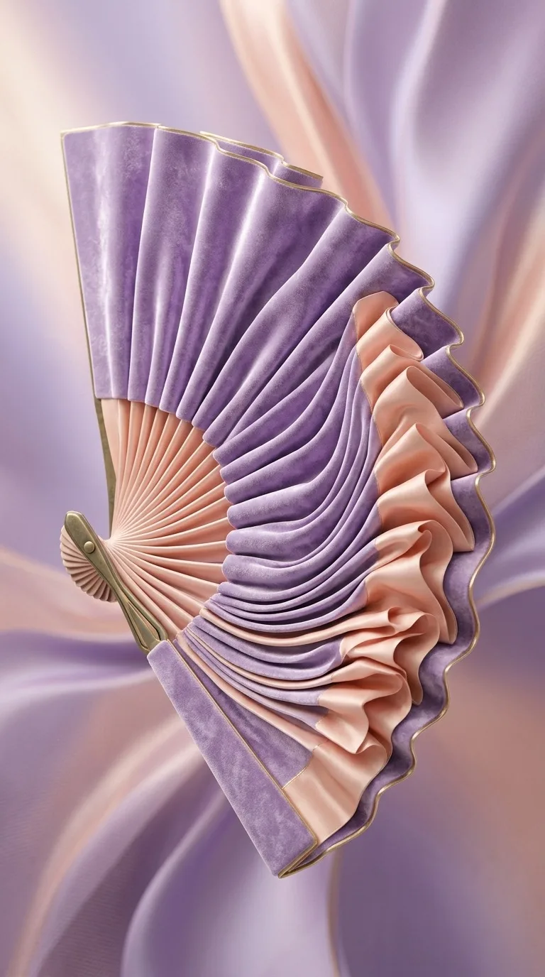 A folded velvet fan.
