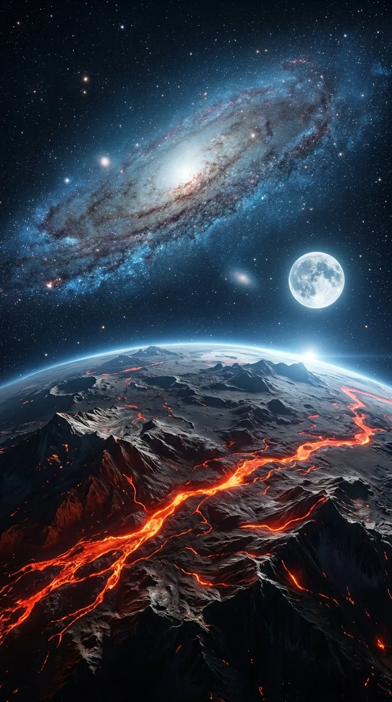 A rocky exoplanet with glowing lava rivers.
