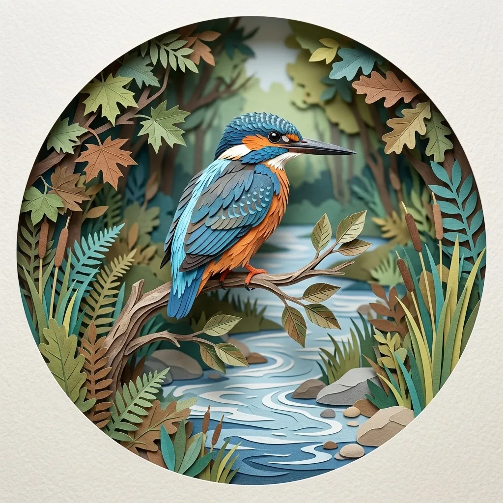 Kingfisher over a quiet stream