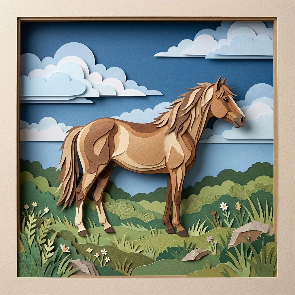 Wild horse under a vast blue sky