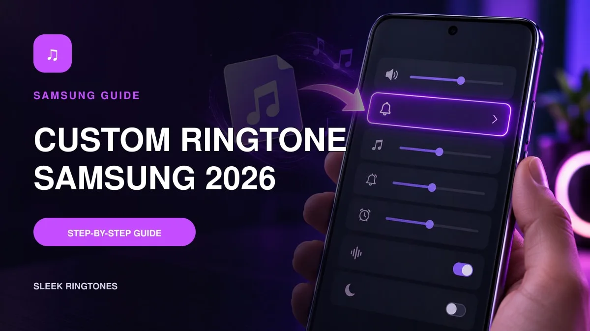 Samsung Galaxy custom ringtone settings guide showing Sounds and vibration and the ringtone picker