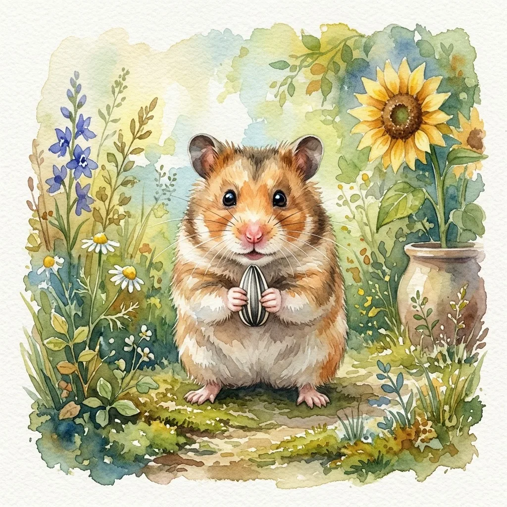Hamster holding a sunflower seed