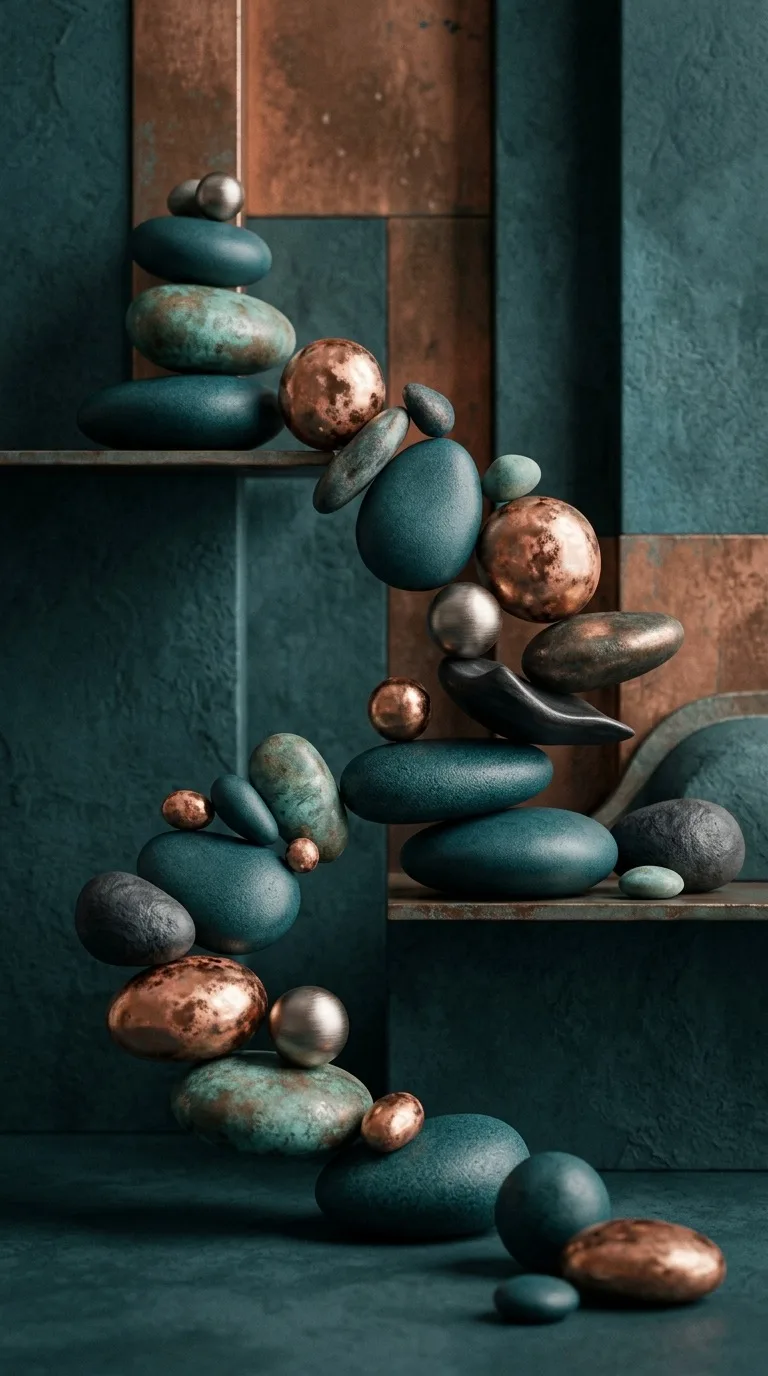 Ceramic pebble sculptures.
