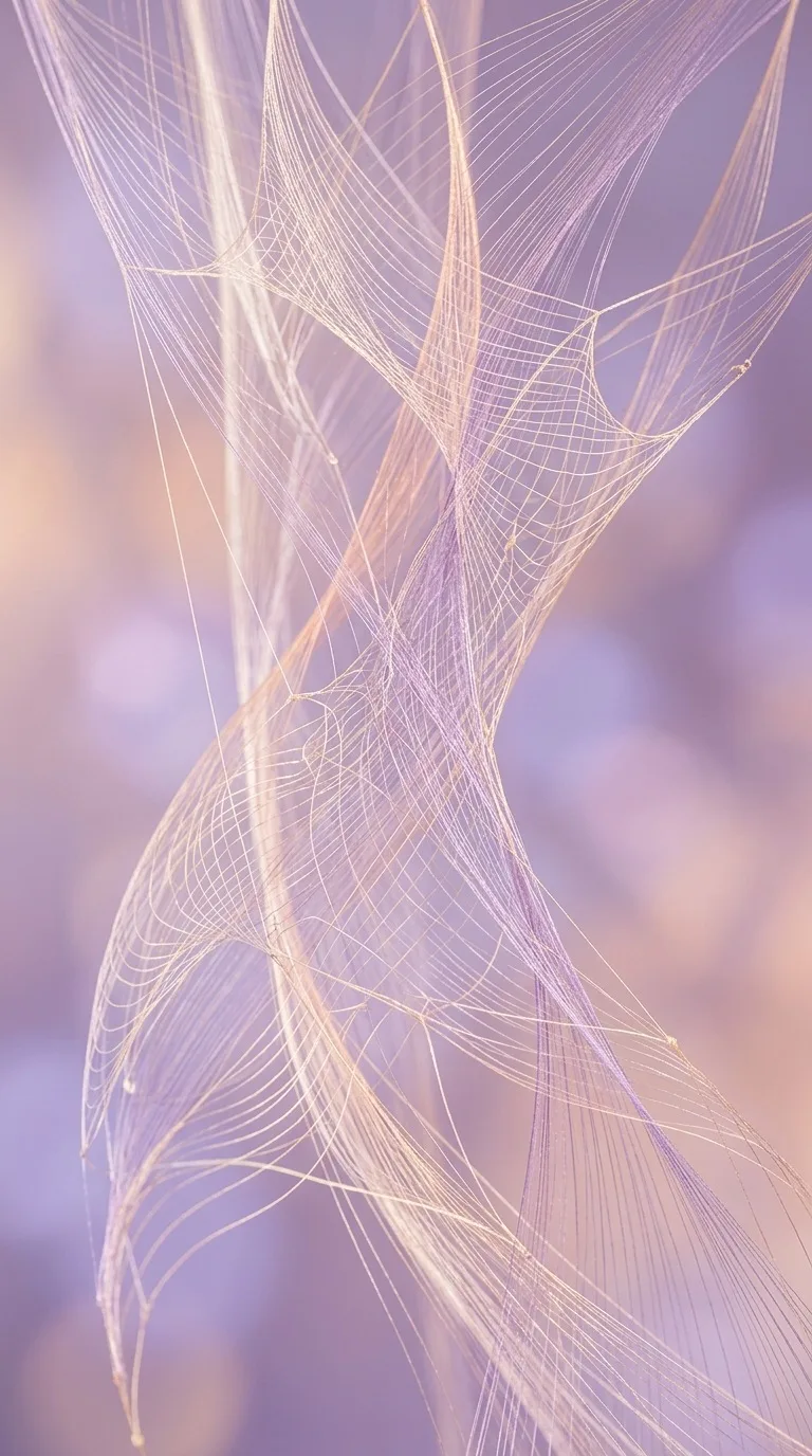 A suspended network of fine threads.