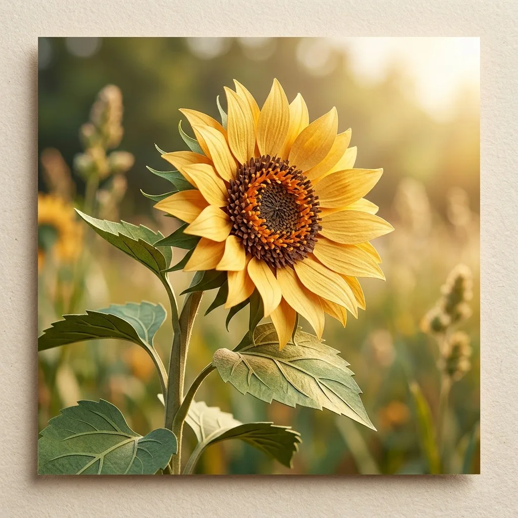 Sunflower opening toward warm sunlight