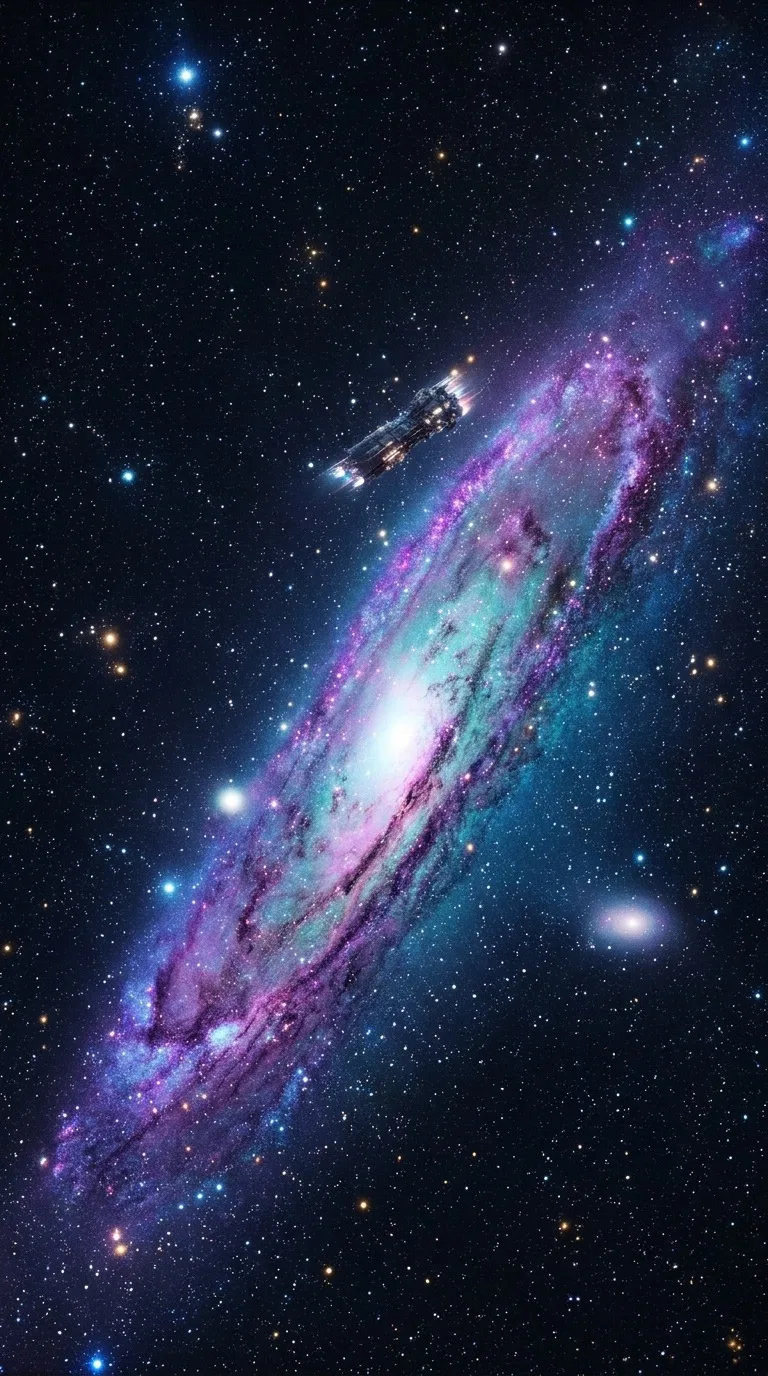 A spiral arm of a galaxy seen edge-on.