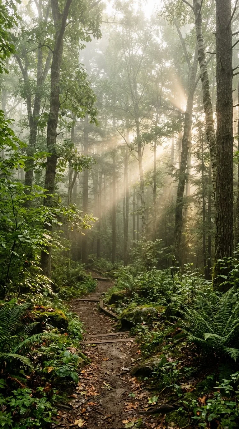 Misty Green Forest Wallpaper free HD mobile background